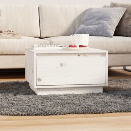 Berkfield Home Coffee Table White 55x56x32 cm Solid Wood Pine - Size: 55 x 56 x 32 cm - thumbnail 1