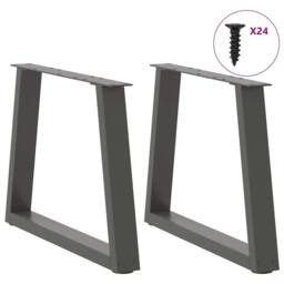 Berkfield Home Dining Table Legs V-Shape 2 pcs Anthracite 70x(42-43.3) cm Steel in Dark Grey - thumbnail 3