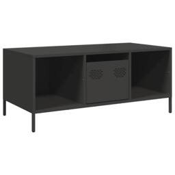Berkfield Home Coffee Table Black 101.5x50x43.5 cm Cold-rolled Steel - thumbnail 1