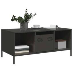 Berkfield Home Coffee Table Black 101.5x50x43.5 cm Cold-rolled Steel - thumbnail 3