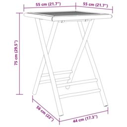 Berkfield Home Folding Garden Table 55x55x75 cm Bamboo in Brown - Size: 55 x 55 x 75 cm - thumbnail 8