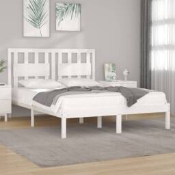 Berkfield Home Beautiful Bed Frame White Solid Wood Pine 180x200 cm Super King Size - thumbnail 2