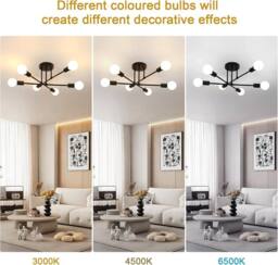 Goeco Industrial Ceiling Light Vintage Metal Pendant Light E27 Ceiling Light in True Black - thumbnail 6