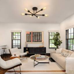 Goeco Industrial Ceiling Light Vintage Metal Pendant Light E27 Ceiling Light in True Black - thumbnail 8