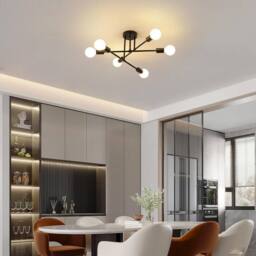 Goeco Industrial Ceiling Light Vintage Metal Pendant Light E27 Ceiling Light in True Black - thumbnail 9