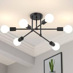 Goeco Industrial Ceiling Light Vintage Metal Pendant Light E27 Ceiling Light in True Black - thumbnail 1