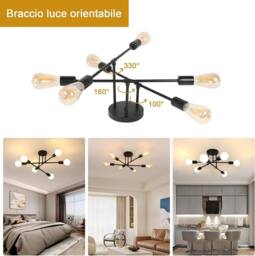 Goeco Industrial Ceiling Light Vintage Metal Pendant Light E27 Ceiling Light in True Black - thumbnail 5