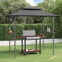 Berkfield Home Comfortable BBQ Gazebo with Side Shelves Anthracite 240x150x243 c in Charcoal - thumbnail 2