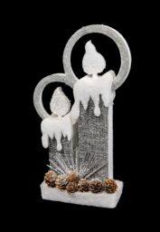 Shatchi 31Cm Christmas Pre Lit Twin Candles Battery Operated Glitter Foam Snow Covered Finish Table Decoration Grey - thumbnail 2