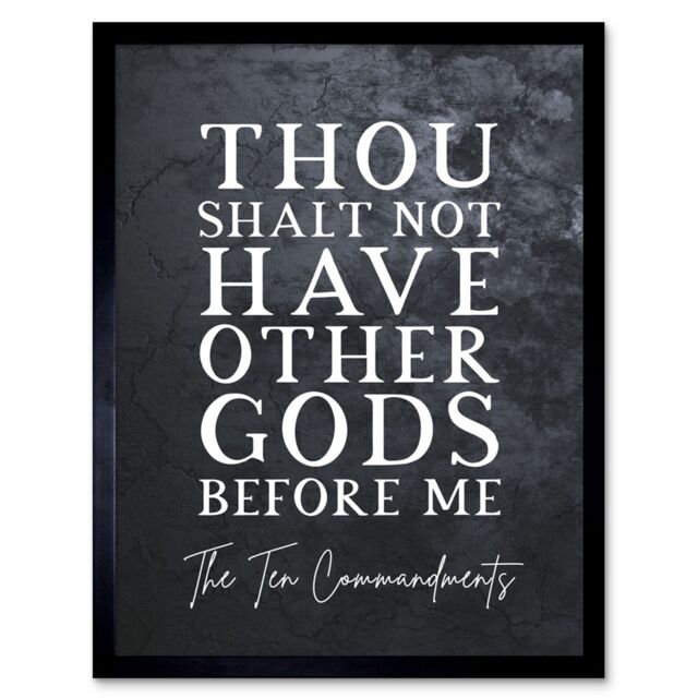 Artery8 Wall Art Print Ten Commandments Thou Shalt Not Have Other Gods Christian Bible Verse Quote Scripture Typography Art Framed - image 1
