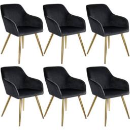 tectake Accent Chair Marilyn Set Of 6 - Black/Gold in Black - Size: 6 Pack