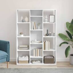 Berkfield Home Room Divider/Book Cabinet White 100x24x140 cm Engineered Wood - Size: 100 x 24 x 140 cm - thumbnail 3
