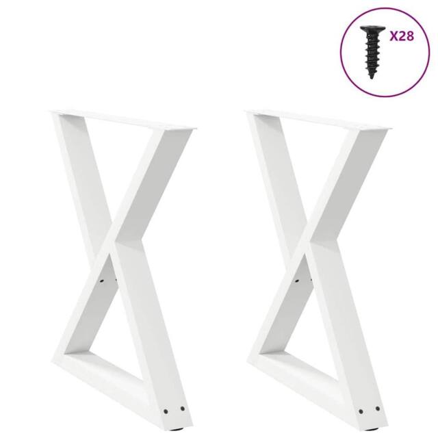 Berkfield Home Dining Table Legs 2 pcs White 80x(72-73.3) cm Steel - image 1