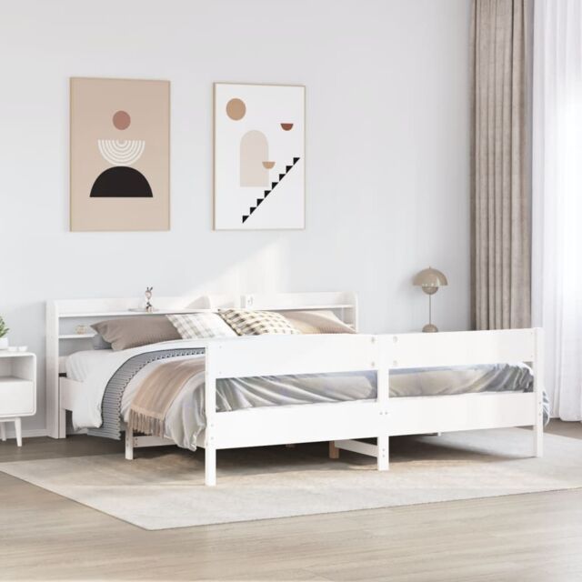 Berkfield Home Bed Frame without Mattress White 180x200 cm Super King Solid Wood Pine - image 1