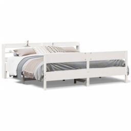 Berkfield Home Bed Frame without Mattress White 180x200 cm Super King Solid Wood Pine - thumbnail 2