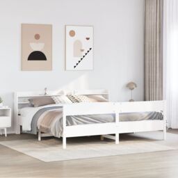 Berkfield Home Bed Frame without Mattress White 180x200 cm Super King Solid Wood Pine - thumbnail 1