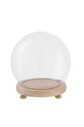 Living and Home Tabletop Glass Spherical Display Dome with Wooden Base in Clear - thumbnail 4