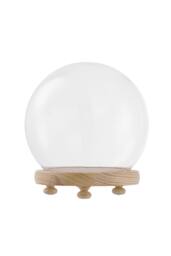 Living and Home Tabletop Glass Spherical Display Dome with Wooden Base in Clear - thumbnail 2