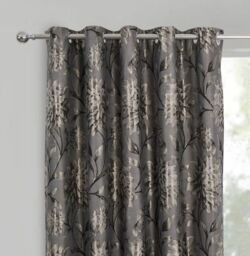 Elanie Metallic Fully Lined Eyelet Curtains pair - thumbnail 3