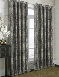 Elanie Metallic Fully Lined Eyelet Curtains pair - thumbnail 1