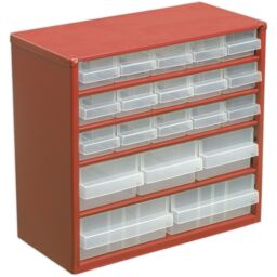 Loops 310 x 147 x 285mm 20 Drawer Parts Cabinet - RED - Wall Mounted / Standing Box