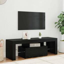 Berkfield Home Black Oak TV Cabinet with LED Lights, 120x35x40 cm - Size: 120 x 35 x 40 cm - thumbnail 2