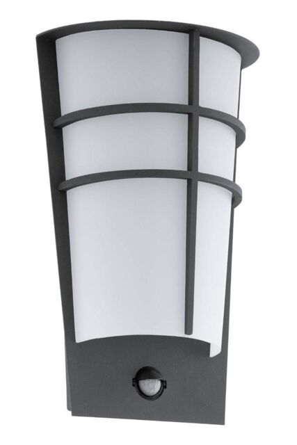 Eglo Breganzo 1 Metal & Plastic IP44 Integrated LED Outdoor Wall Light With Sensor in Dark Grey - image 1