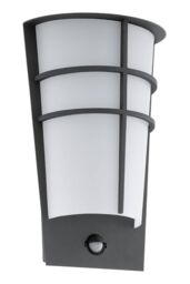 Eglo Breganzo 1 Metal & Plastic IP44 Integrated LED Outdoor Wall Light With Sensor in Dark Grey - thumbnail 1