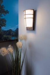 Eglo Breganzo 1 Metal & Plastic IP44 Integrated LED Outdoor Wall Light With Sensor in Dark Grey - thumbnail 2