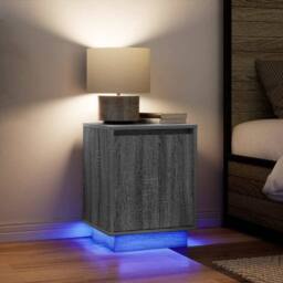 Berkfield Home Durable Bedside Cabinets with LED Lights¬†2 pcs Grey Sonoma 38x34 - thumbnail 2