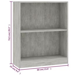 Berkfield Home Bookshelf Concrete Grey 60x24x74.5 cm Engineered Wood - thumbnail 5