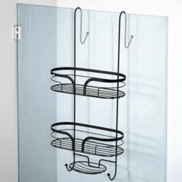 Showerdrape Dante Freestanding Floor Caddy & 2 Tier Over Door Hook Shower Caddy in Black - thumbnail 3