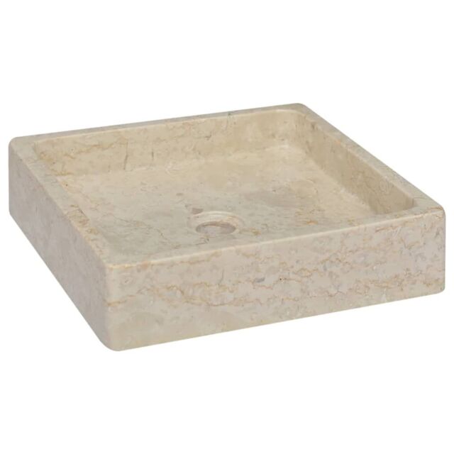 Berkfield Home Sink Cream 40x40x10 cm Marble - Size: 40 x 40 x 10 cm - image 1