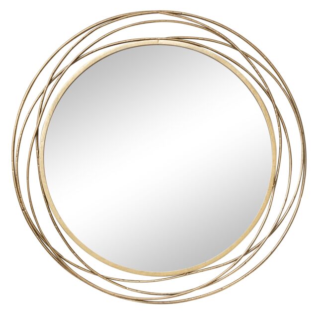 Melody Maison Large Round Brushed Gold Mirror - 88cm X 85cm - Size: 88 cm X 85 cm - image 1