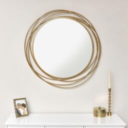 Melody Maison Large Round Brushed Gold Mirror - 88cm X 85cm - Size: 88 cm X 85 cm - thumbnail 4