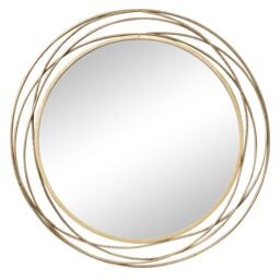 Melody Maison Large Round Brushed Gold Mirror - 88cm X 85cm - Size: 88 cm X 85 cm - thumbnail 1