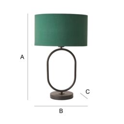 ValueLights Antonia Fabric Drum Lamp Shade Matte Black Oval Table Lamp with Bulb in Bottle Green - thumbnail 7