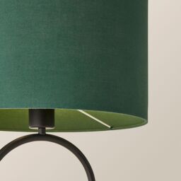 ValueLights Antonia Fabric Drum Lamp Shade Matte Black Oval Table Lamp with Bulb in Bottle Green - thumbnail 4