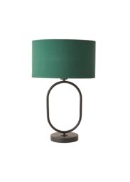 ValueLights Antonia Fabric Drum Lamp Shade Matte Black Oval Table Lamp with Bulb in Bottle Green - thumbnail 3