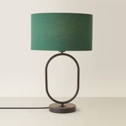 ValueLights Antonia Fabric Drum Lamp Shade Matte Black Oval Table Lamp with Bulb in Bottle Green - thumbnail 6