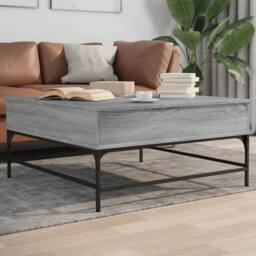Berkfield Home Coffee Table Grey Sonoma 95x95x45 cm Engineered Wood & Metal - Size: 95 x 95 x 45 cm - thumbnail 3