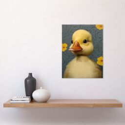 "Artery8 Wall Art Print Duckling with Flowers Oil Painting Kids Bedroom Baby Nursery Duck Poster in Yellow - Size: W18"" x H24""" - thumbnail 2