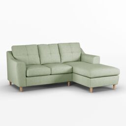 Furnishings For Less UK Baxter Fabric L Shaped 3 Seater Corner Sofa With Chaise Right Hand Facing - Charcoal, Silver, Oatmeal or Sage in Light Grey
