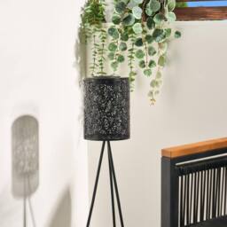 OHS Carved Metal Solar Floor Lamp Outdoor Garden Light Auto Sensor in Black - thumbnail 3
