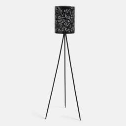 OHS Carved Metal Solar Floor Lamp Outdoor Garden Light Auto Sensor in Black - thumbnail 4