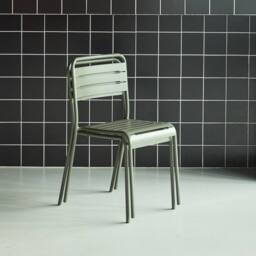 sweeek Pair Of Steel & Stackable Garden Chairs in Khaki - thumbnail 4