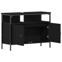 Berkfield Home Bathroom Sink Cabinet Black Oak 80x30x60 cm Engineered Wood - Size: 80 x 30 x 60 cm - thumbnail 5