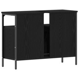 Berkfield Home Bathroom Sink Cabinet Black Oak 80x30x60 cm Engineered Wood - Size: 80 x 30 x 60 cm - thumbnail 8
