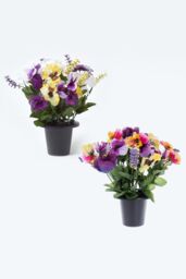 Homescapes Set of 2 Roses Artificial Flowers in Grave Vases - thumbnail 1