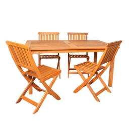 Samuel Alexander 4 Person Rectangular Wooden Garden Patio Dining Table Chairs Set in Brown